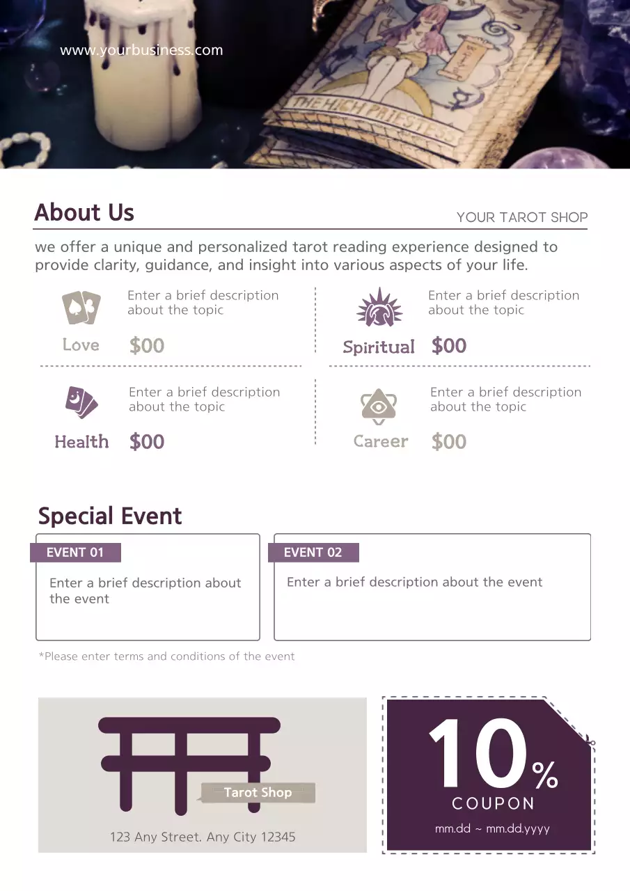 Purple Vintage Tarot Promotion Poster