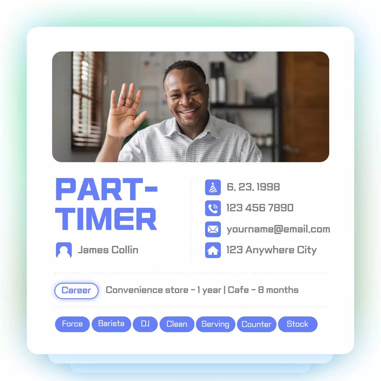 Coral Clean Part-Timer Resume Social Media Post