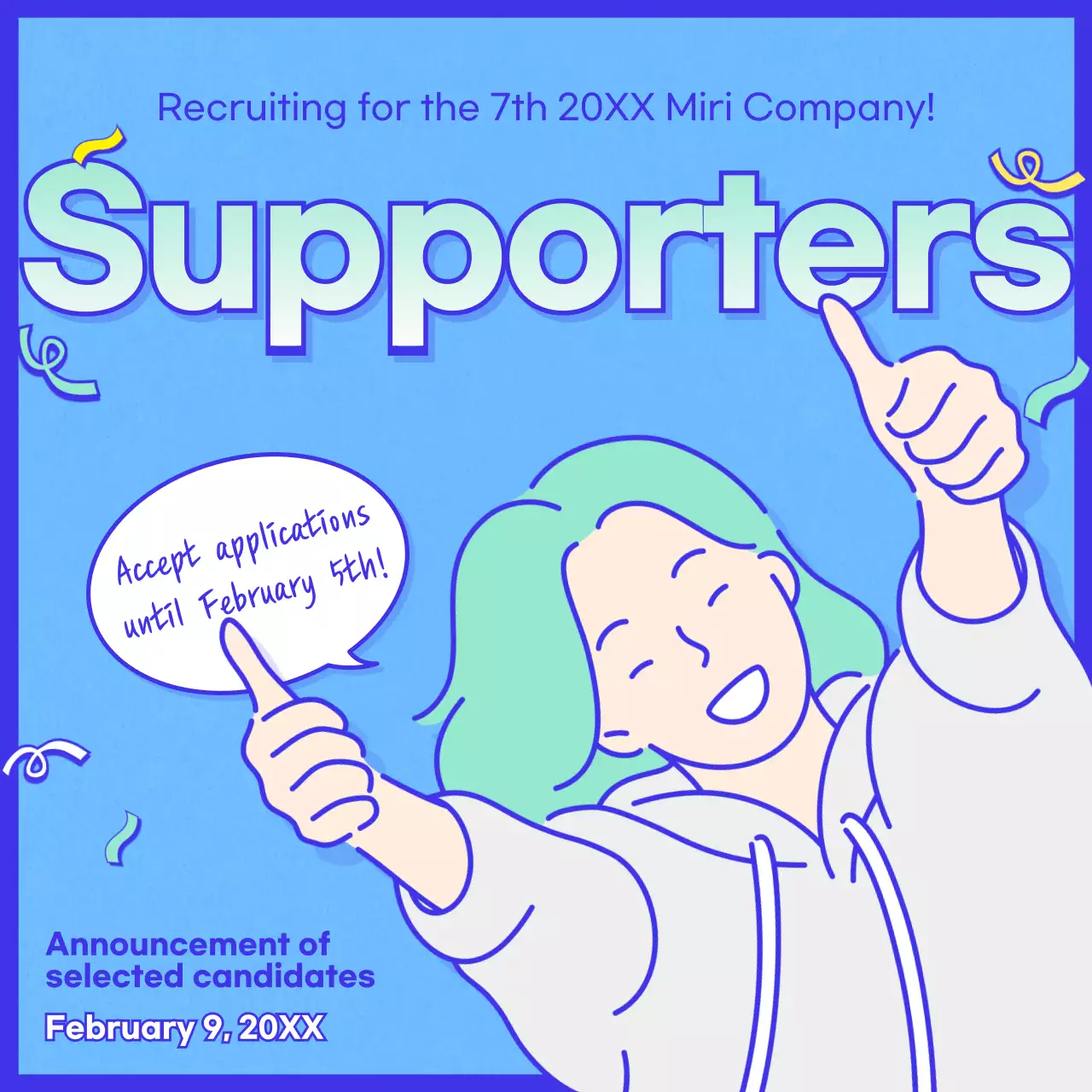 Blue Trendy Recruitment Announcement Social Media Post