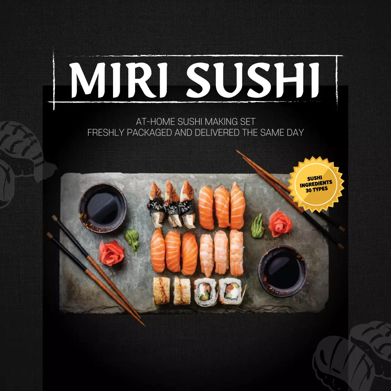Black Modern Sushi Promotion Social Media Post