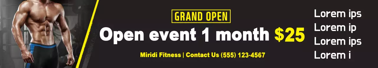 Banner de promoção de fitness moderno preto