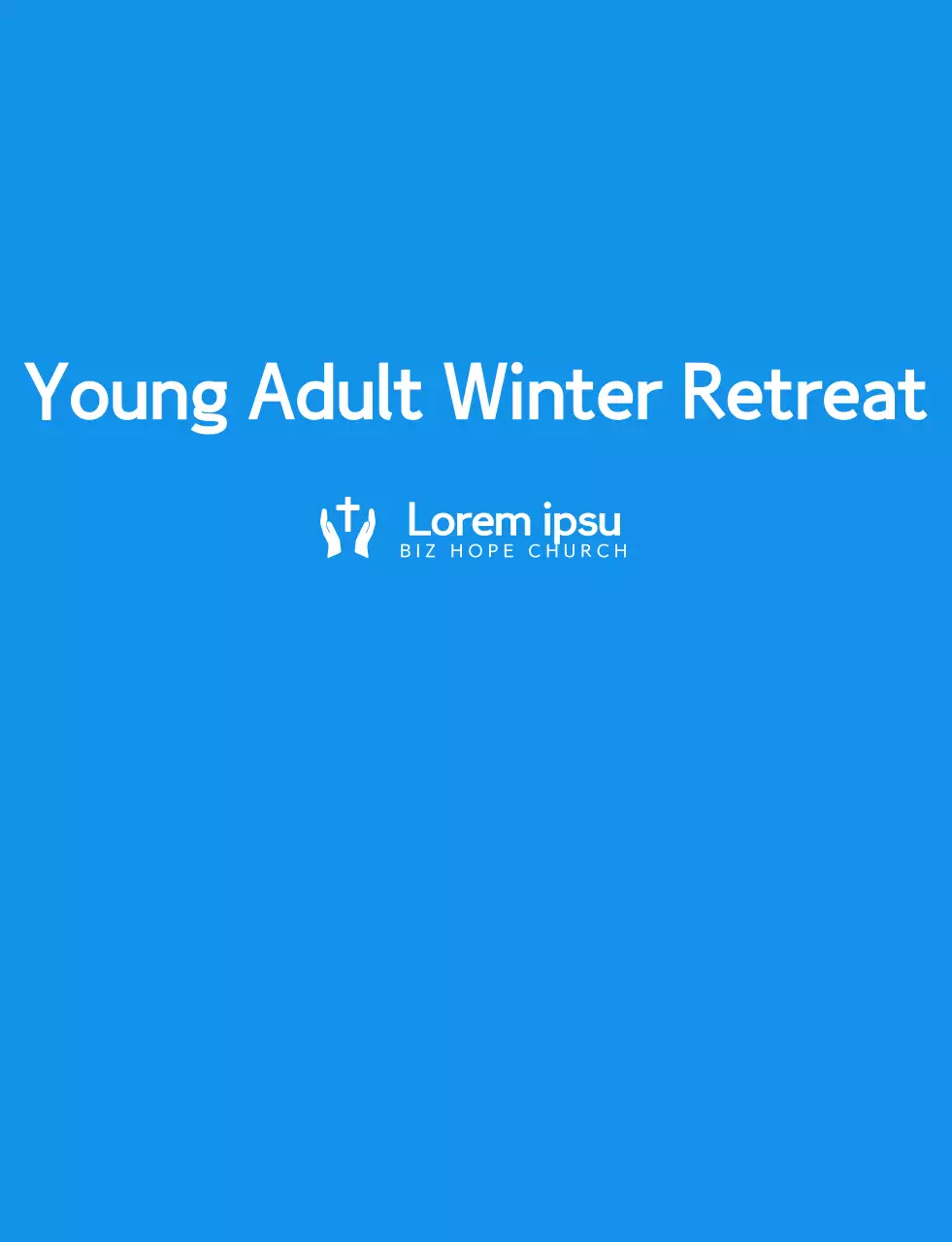 Simple and clean symbol logo style church winter retreat team t-shirt in blue and white.