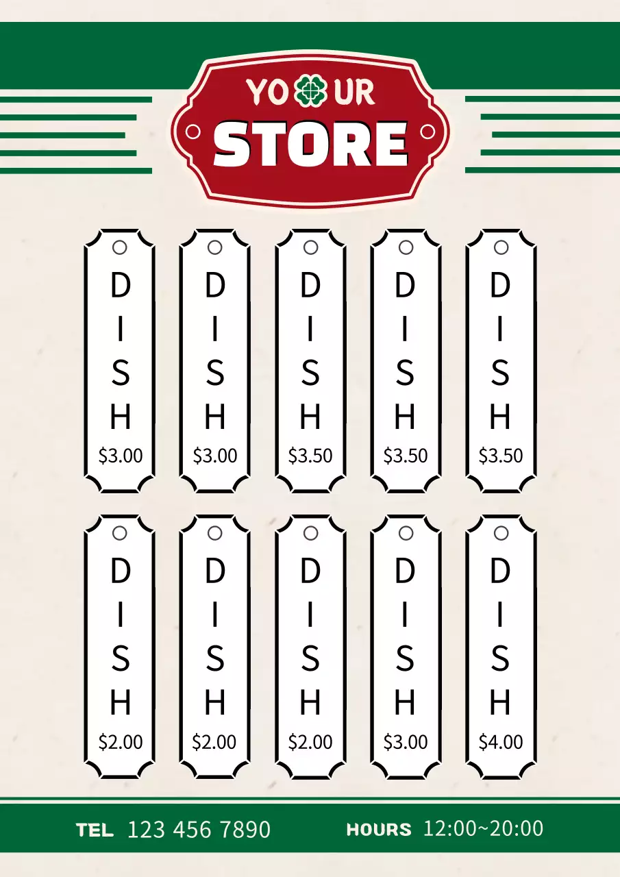 Green Simple Dish Menu Poster