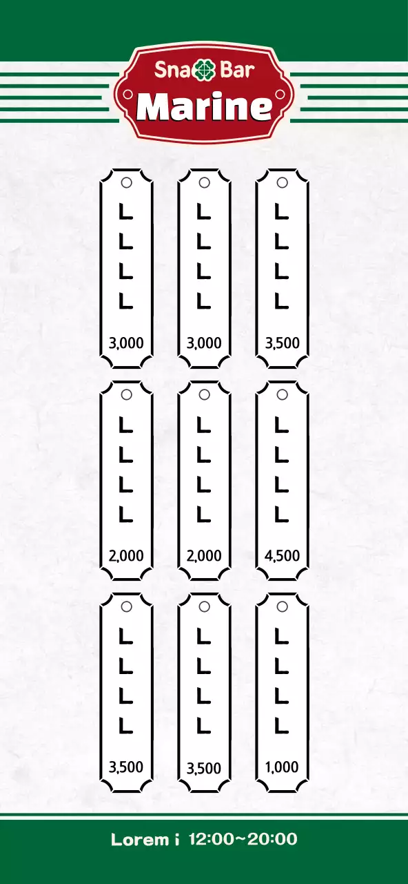 Simple green and red concept menu board for a bento shop