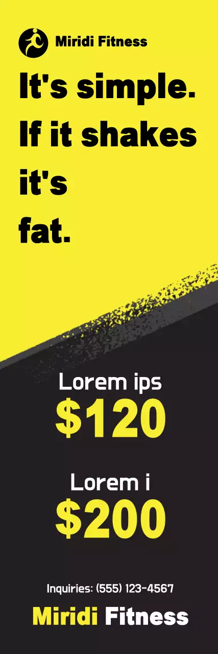 Banner promocional de fitness amarelo em negrito