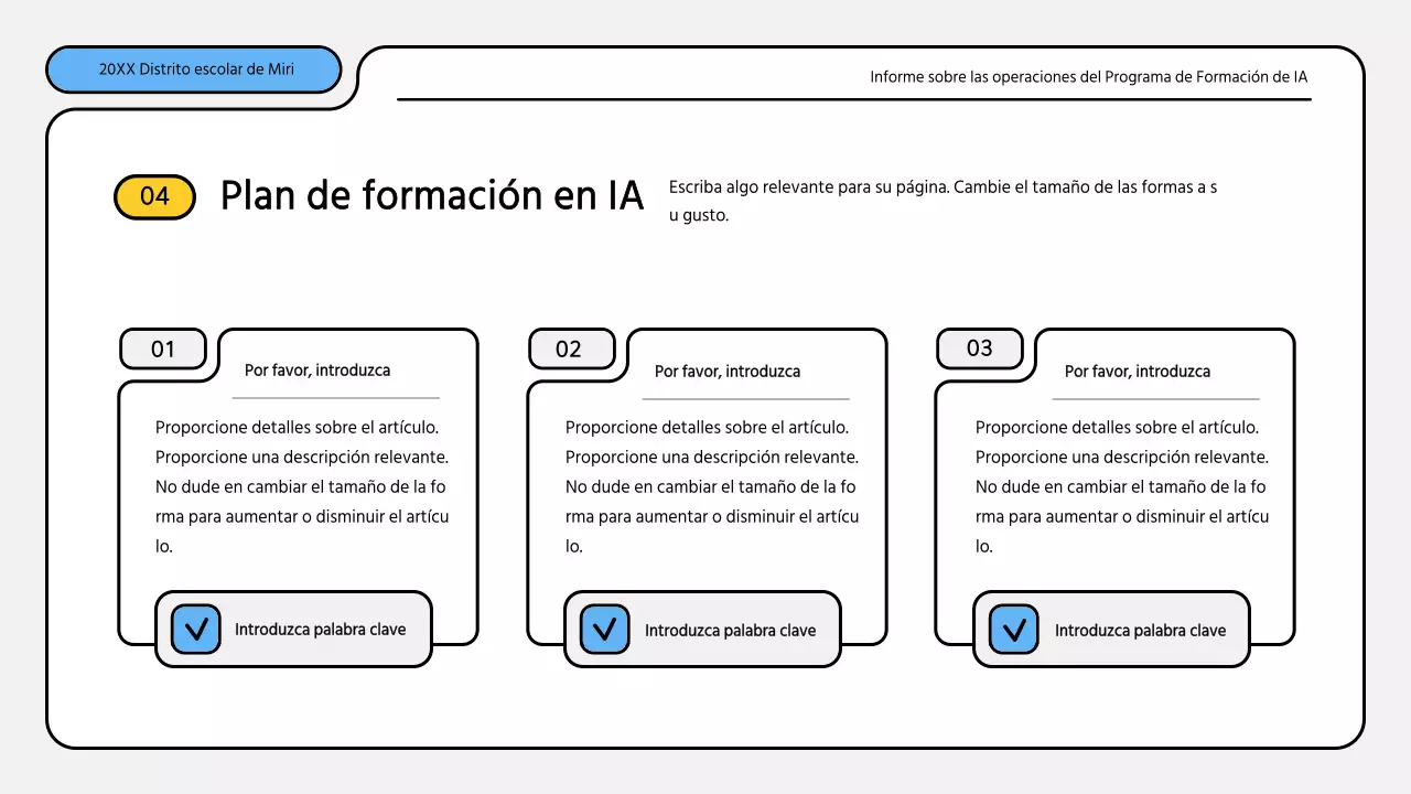 Kit de presentación de informes de formación en azul y amarillo