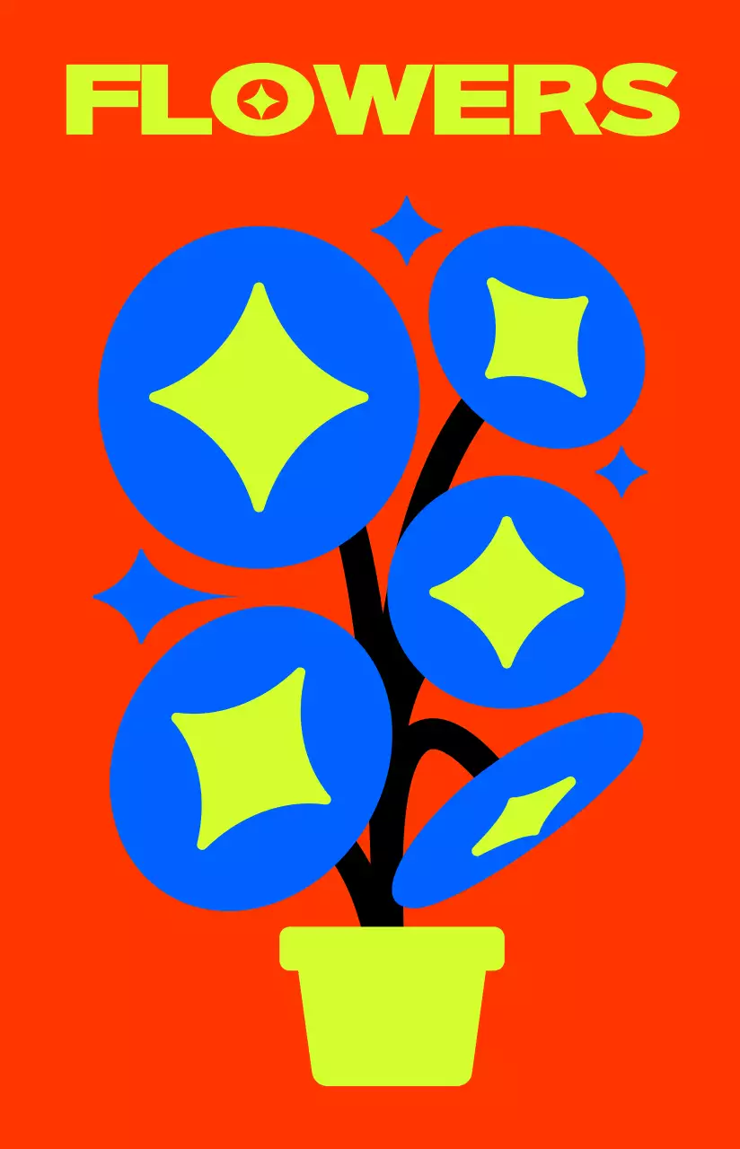 Gaya ilustrasi bunga yang lucu, penuh warna, dan trendi untuk barang-barang pribadi