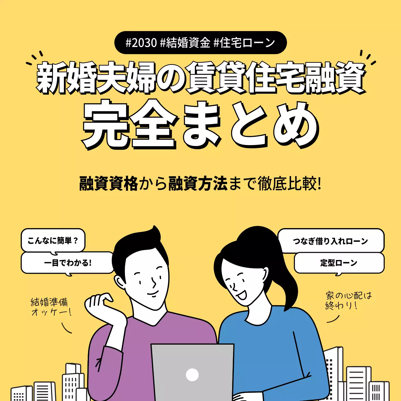 黄色 シンプル 住宅融資 ポスター SNS投稿 正方形