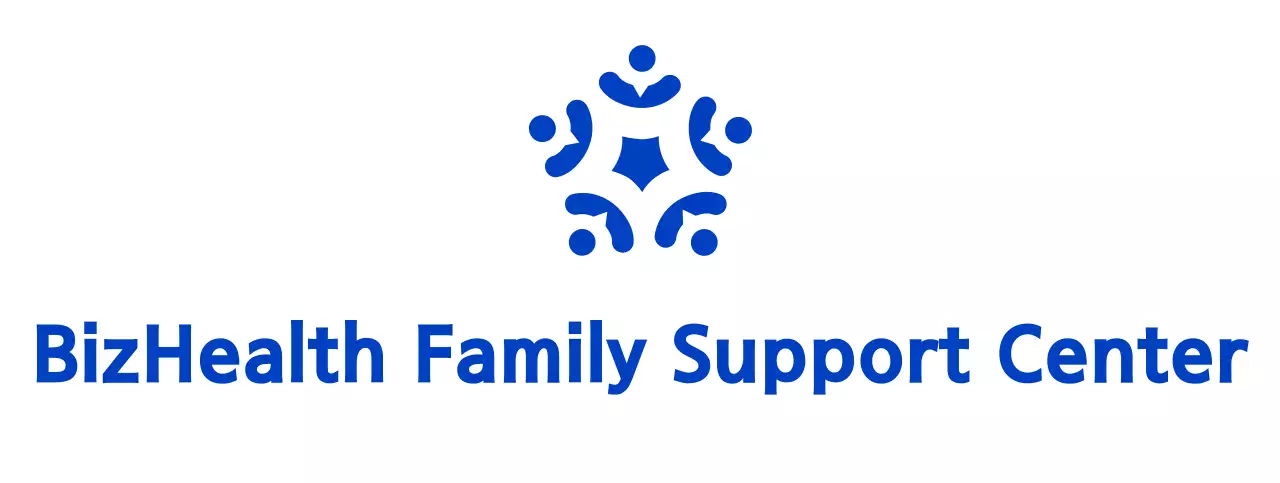 Blue and black clean symbol logo style for informing and promoting family support center information