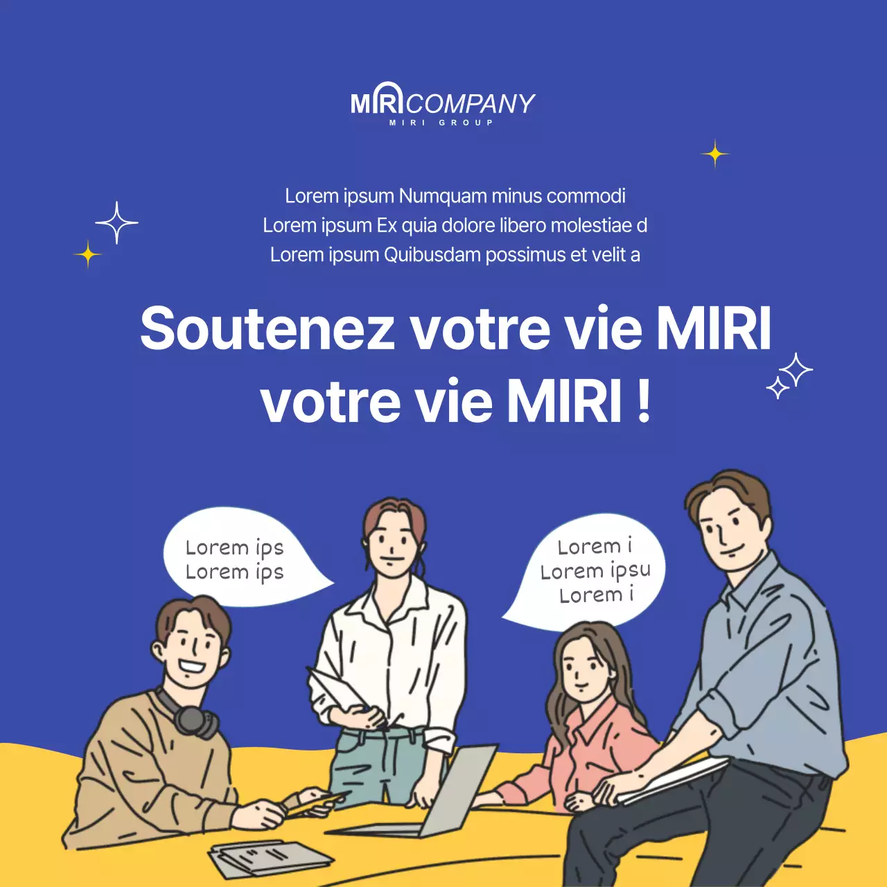 Bleu jaune concept carte de présentation d'un employé d'une entreprise nouvelles médias sociaux contenu