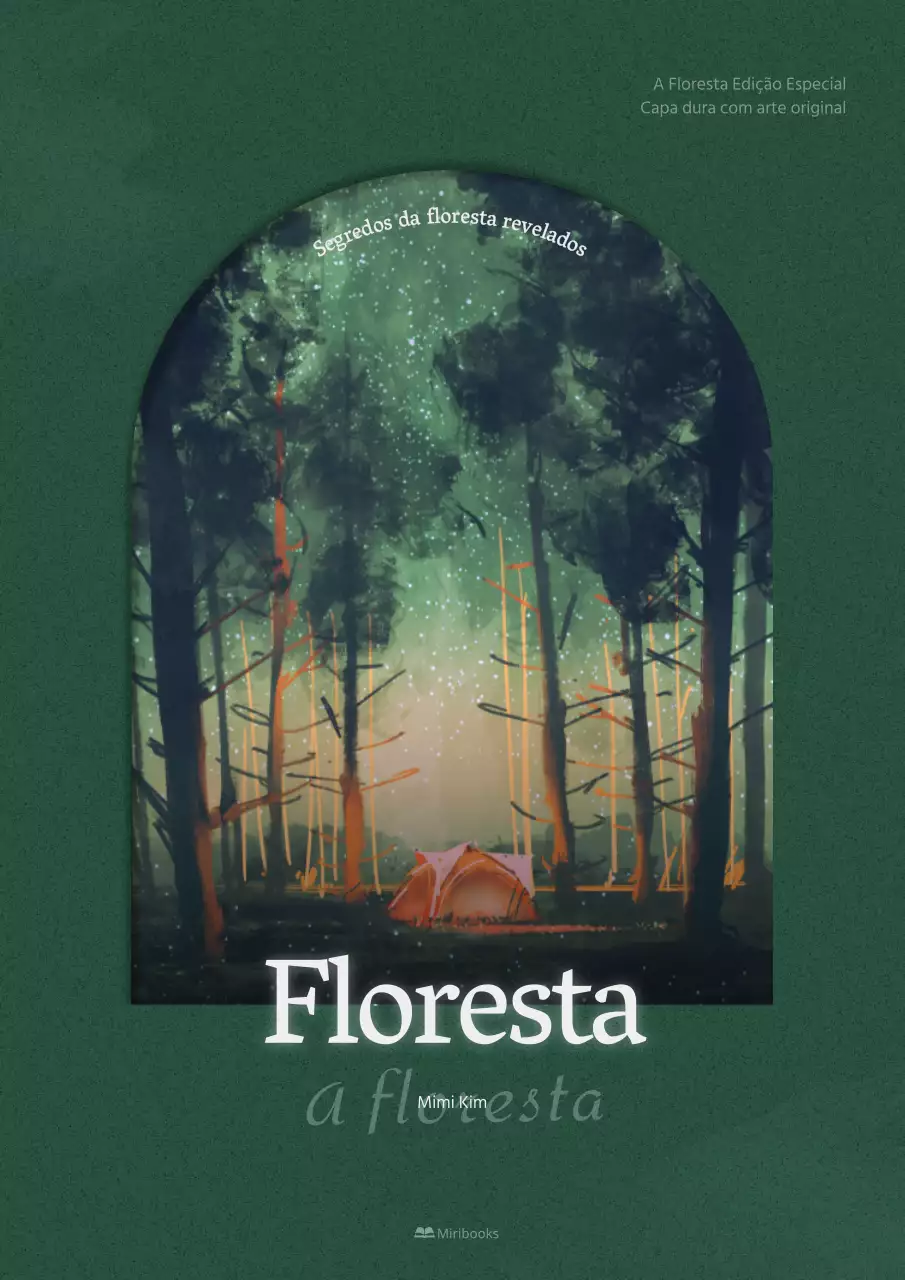 Uma capa de romance concetual verde-escura e sonhadora