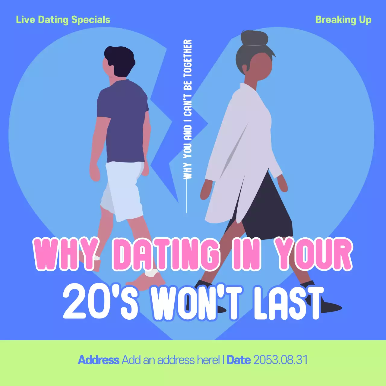 블루 모던 데이트 발표 소셜 미디어 게시물