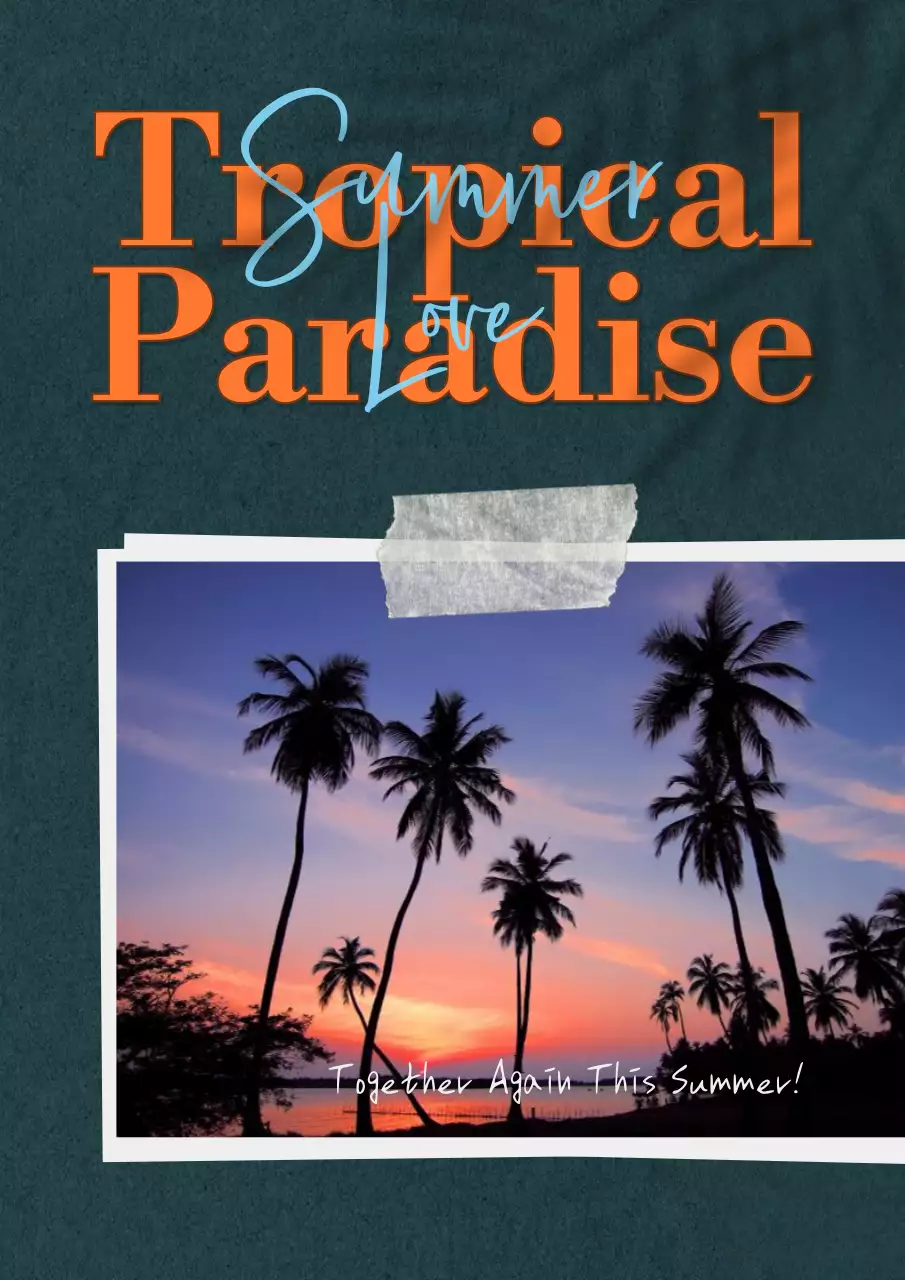 Polaroid artwork of palm trees on a green background