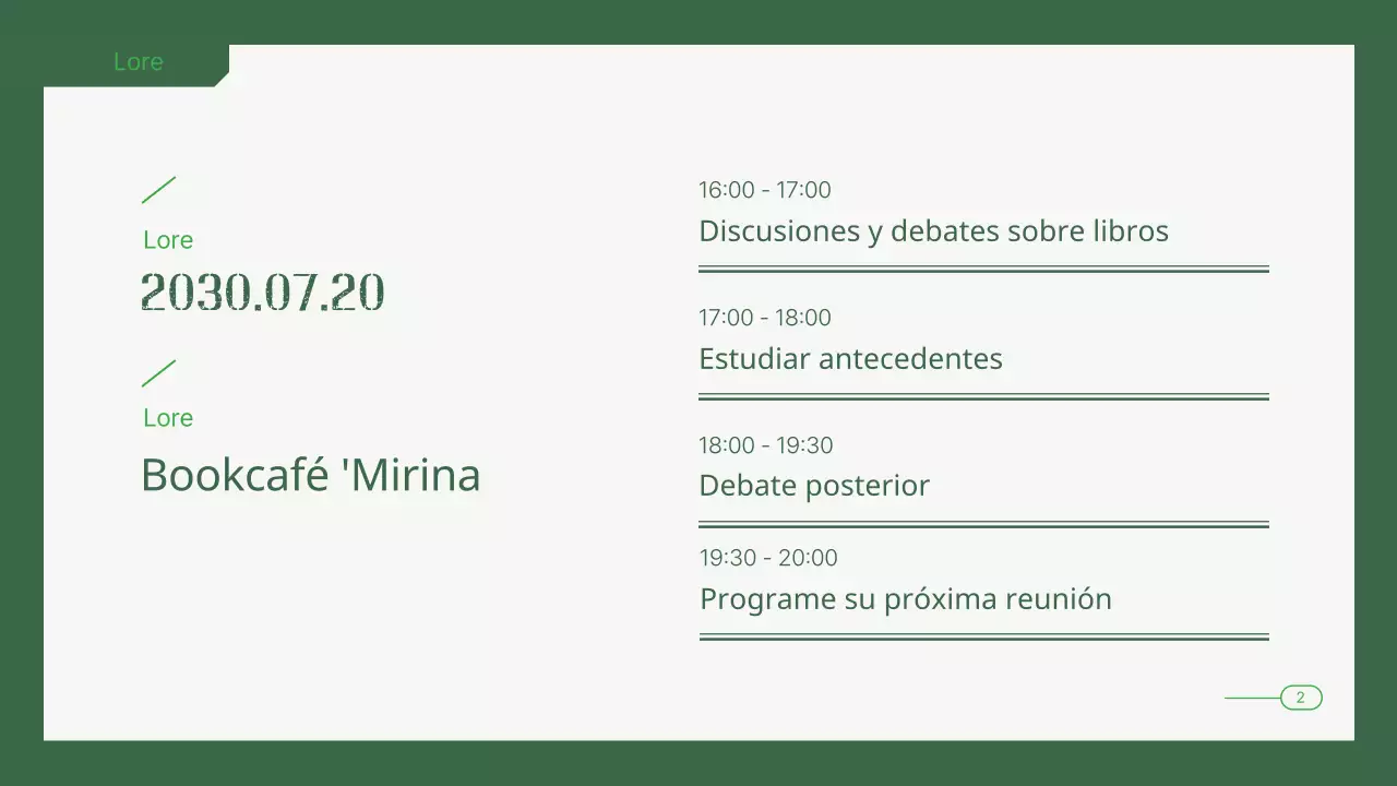 Presentación del club del libro de filosofía en tonos verdes