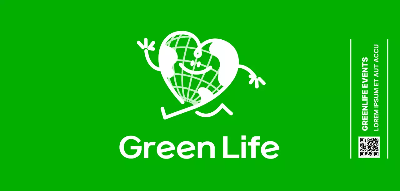 Promote an eco-friendly camp with a cute heart-shaped earth character in green.