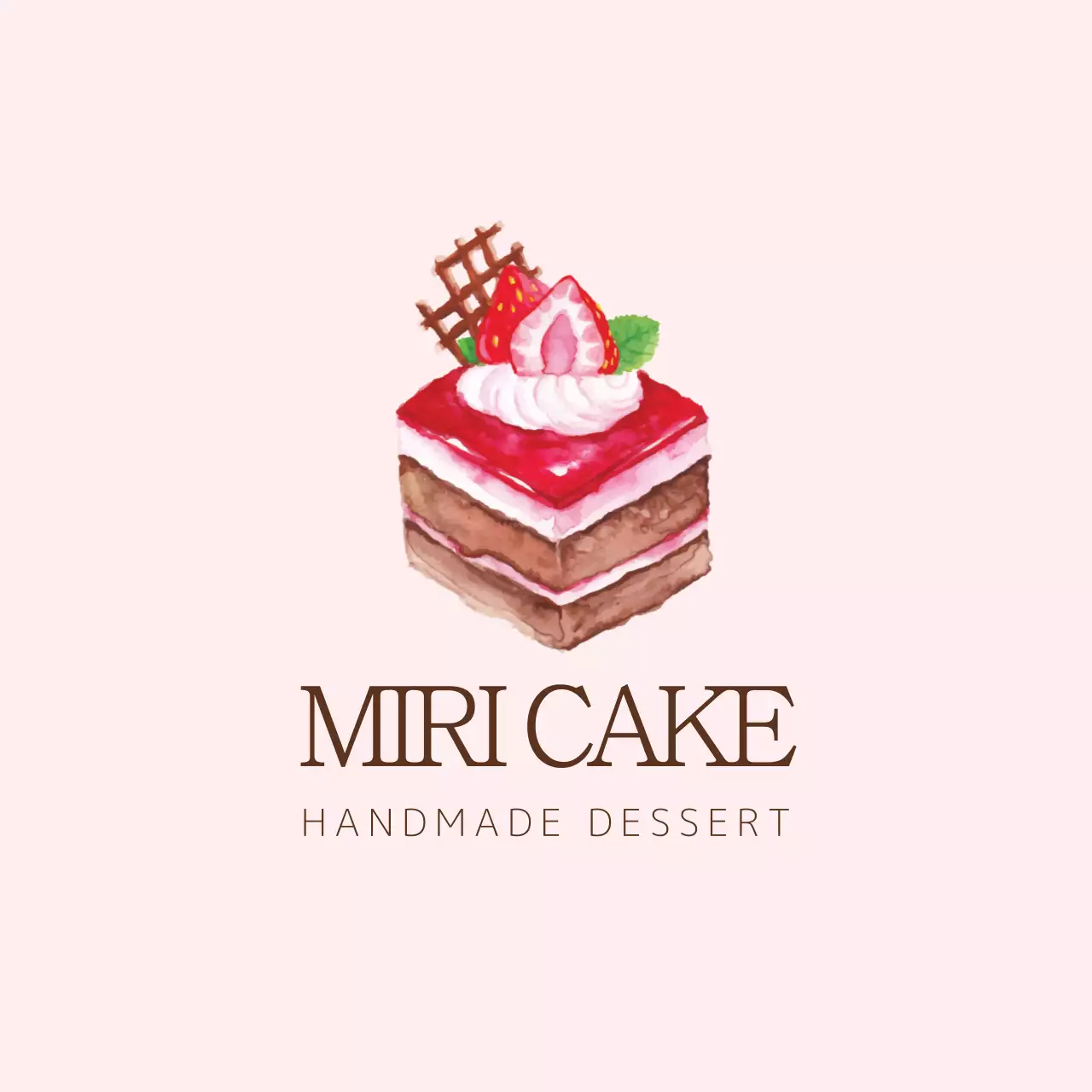 ピンクのイラストのすっきりとしたカフェケーキのプロモーション