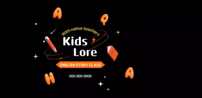 Children's English class with an attractive orange and black color scheme