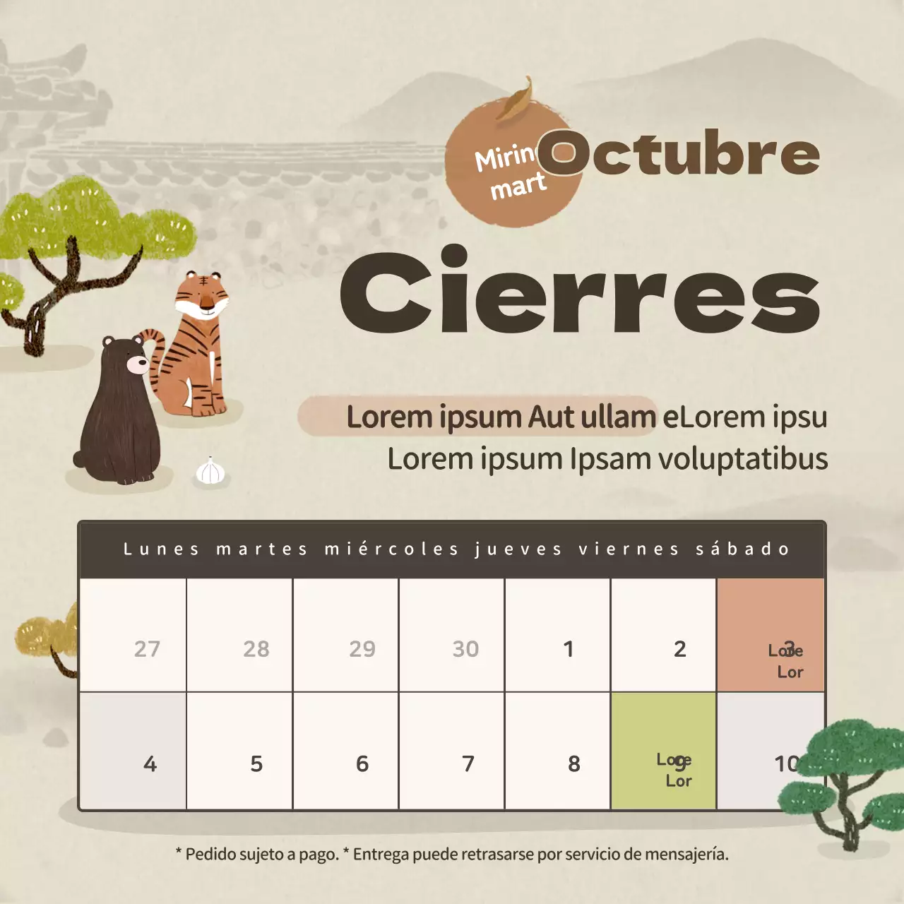 Bonita ilustración marrón de cierres