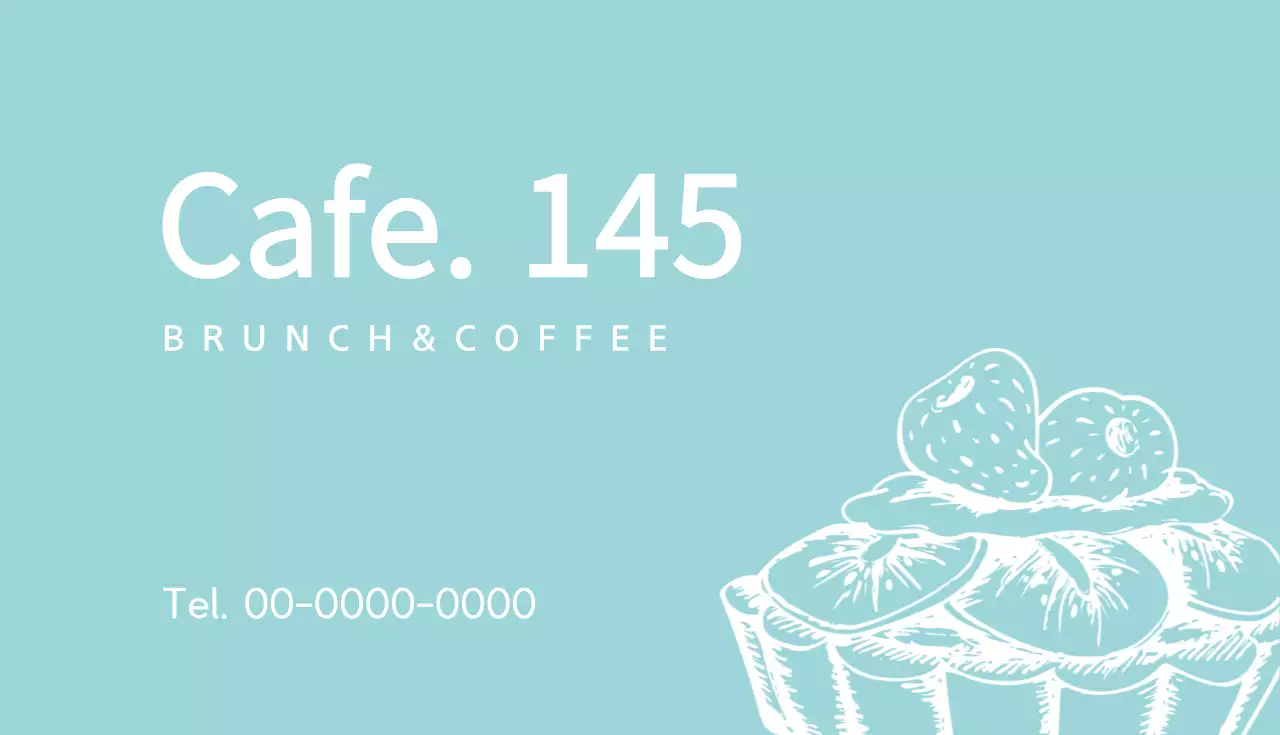 水色 シンプル カフェ 名刺