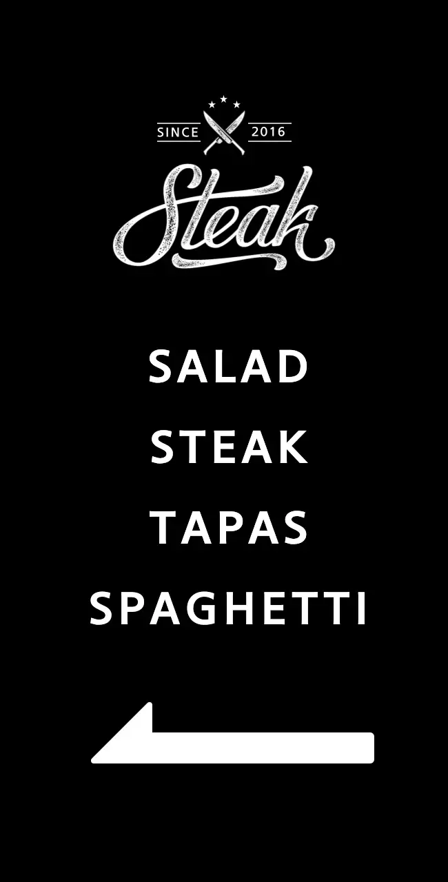 Restaurant banner with a picture of a steak on a black background