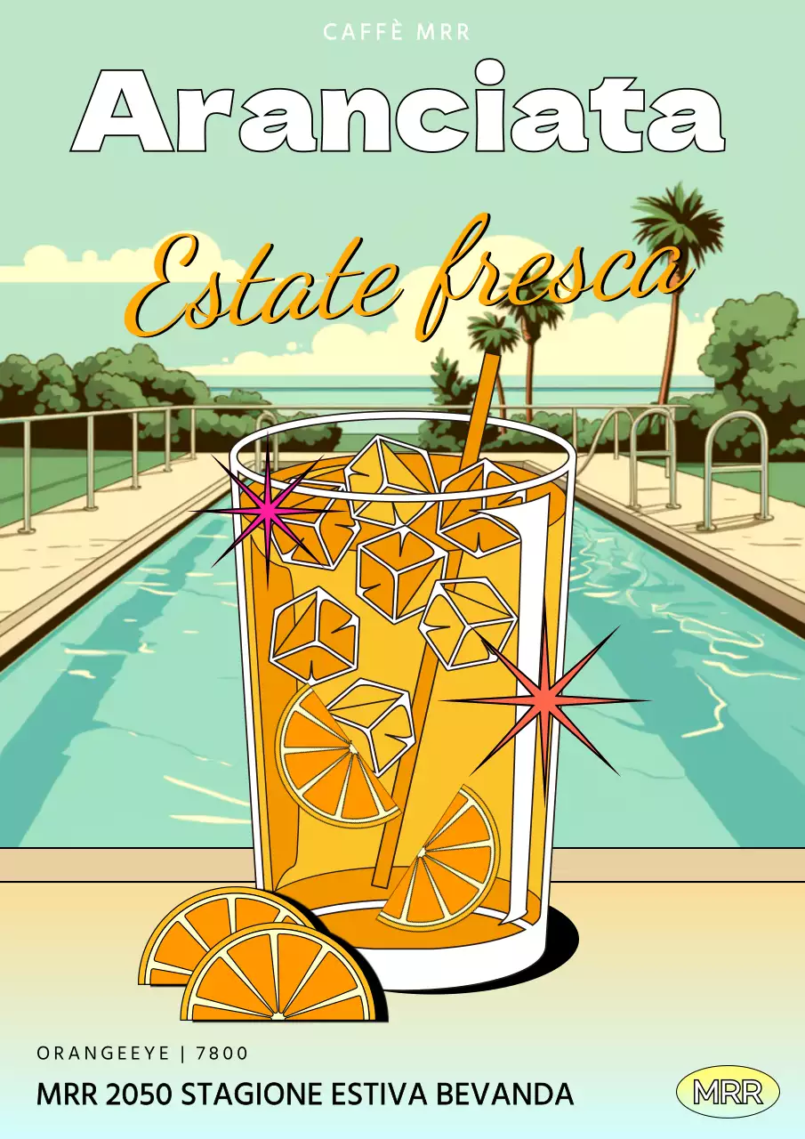 Promozione della bevanda illustrata all'arancia