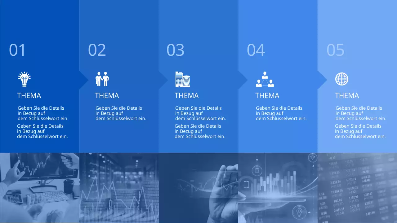 Straßenkarte mit Fotos und Symbolen in Blau