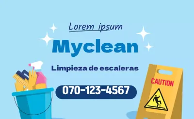 Ilustración azul para promocionar un servicio de limpieza