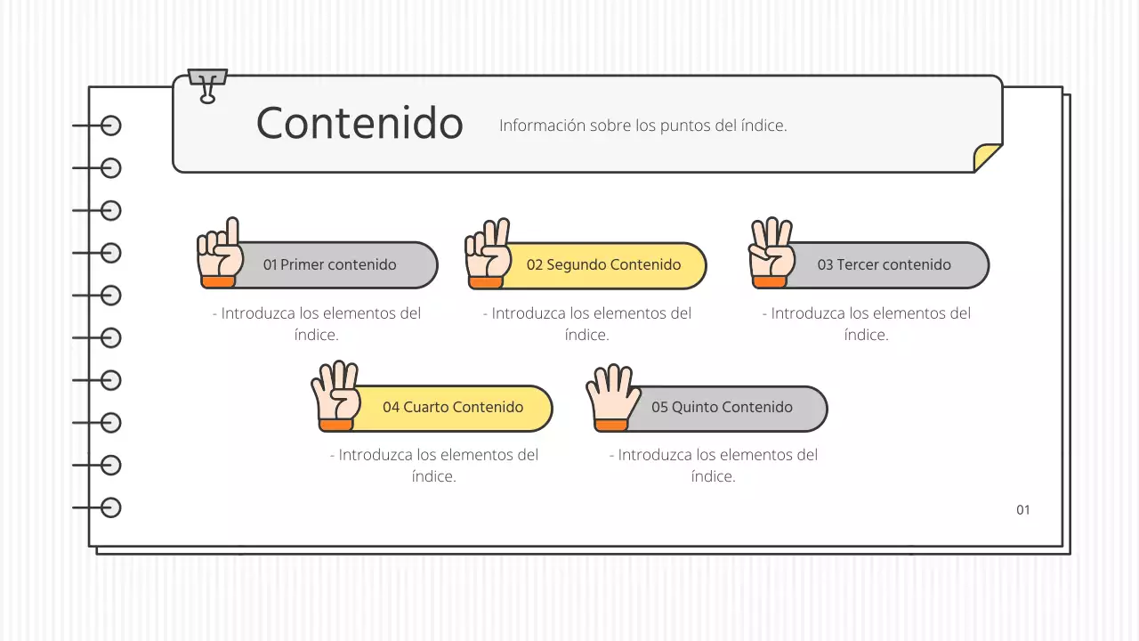 Kit de presentación educativa conceptual en blanco y colores de acento