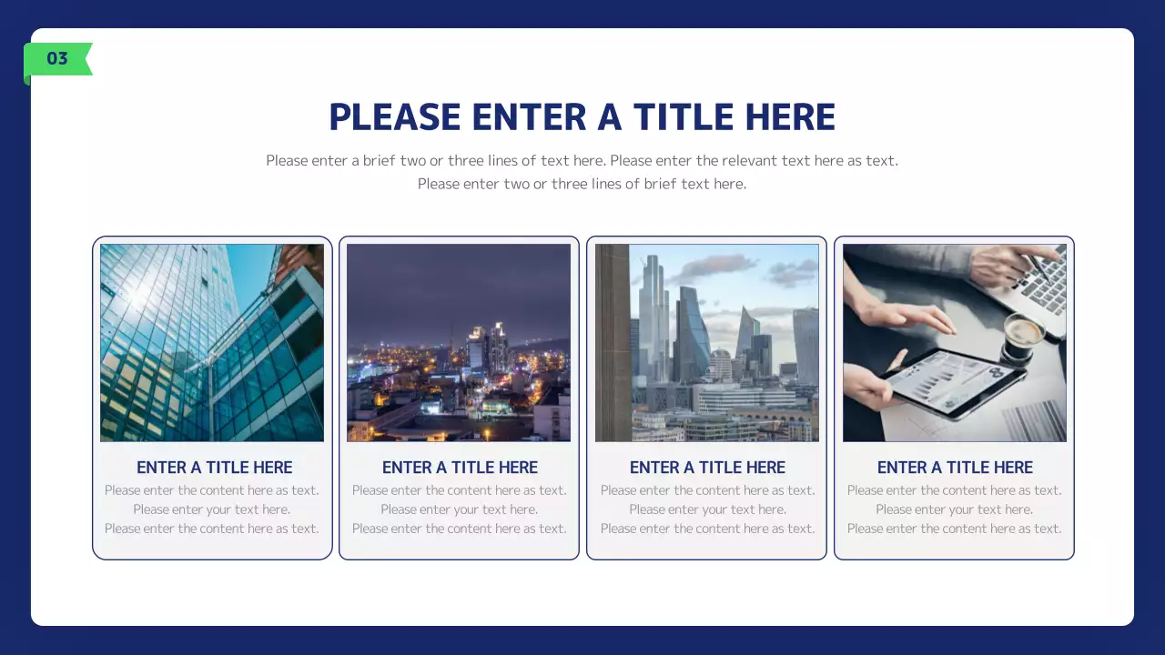 A clean, navy business illustrated report