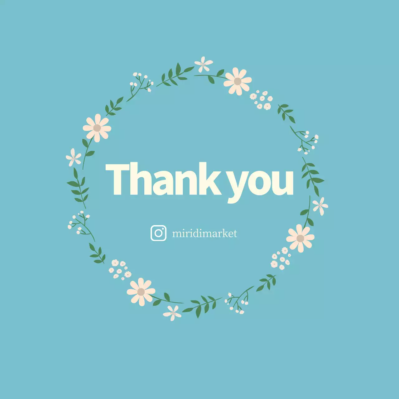 青色のイラストで感性的なカフェの感謝の気持ちをアピール