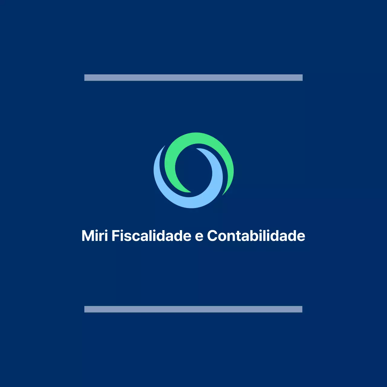 Faixa azul-marinho de escritório público com o logótipo e o nome do serviço fiscal e de contabilidade.