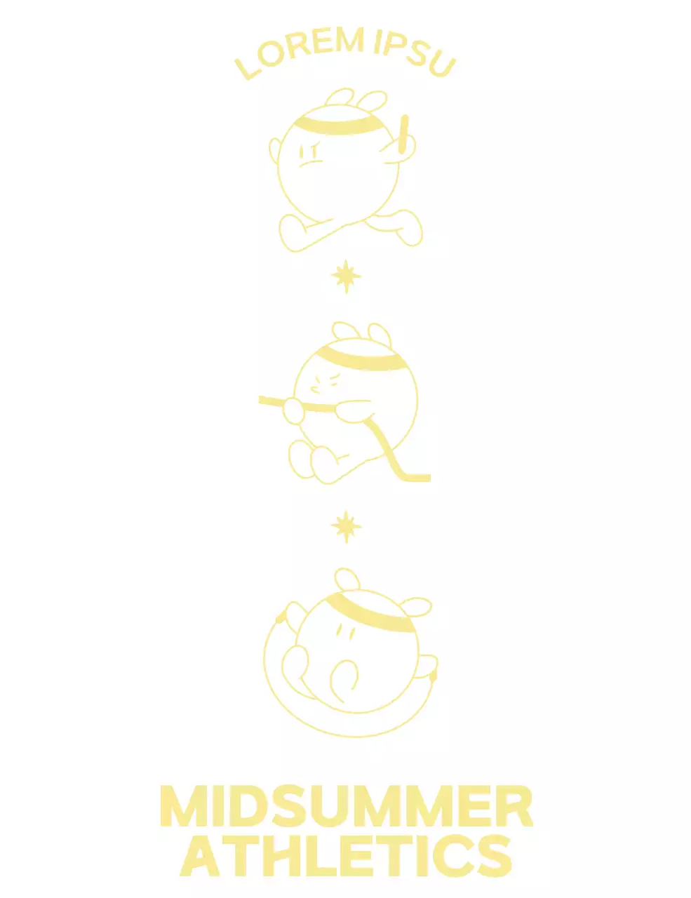 Lembrança do dia do desporto da escola secundária com uma bonita personagem amarela a fazer exercício