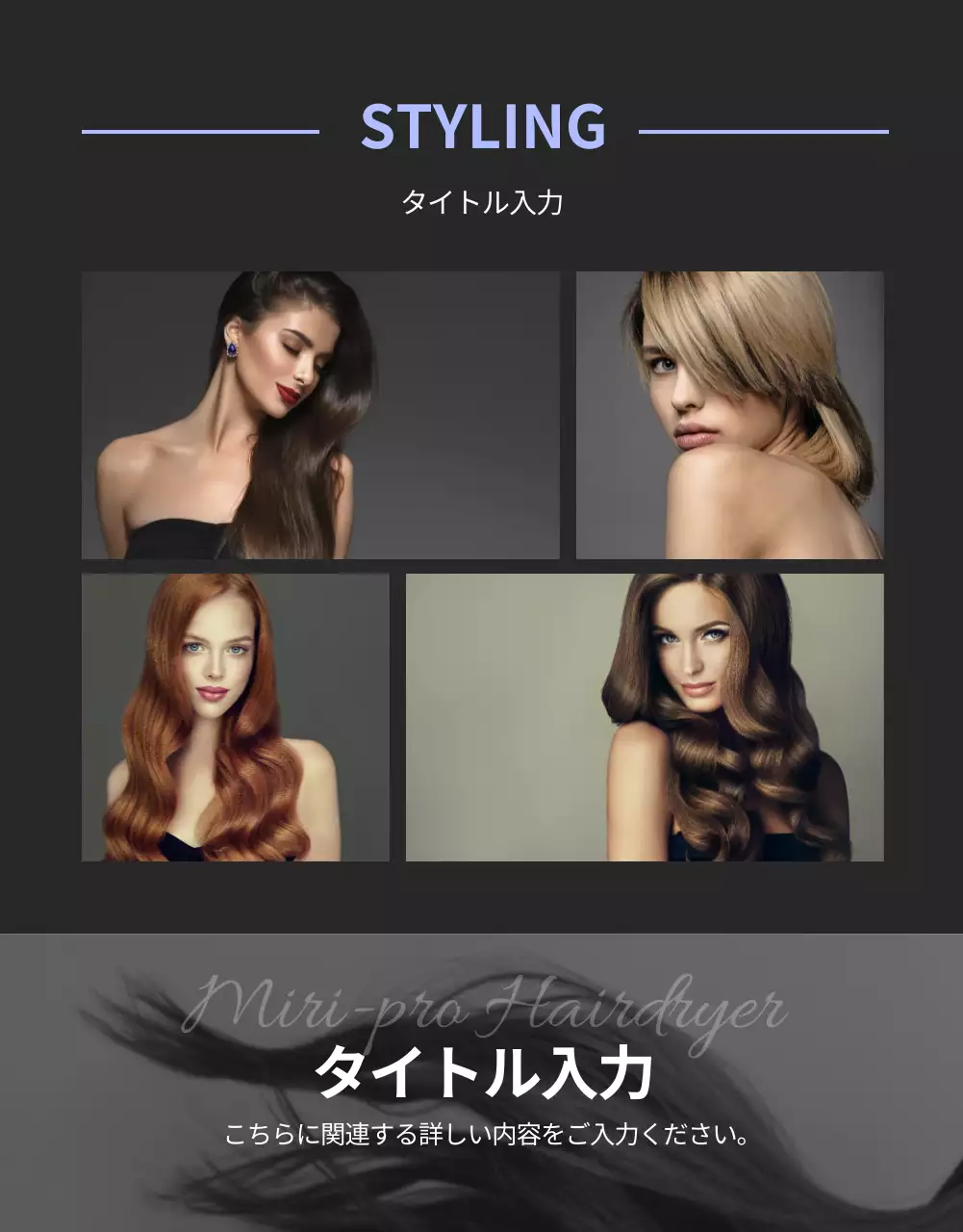 黒 モダン ドライヤー パンフレット 詳細ページ