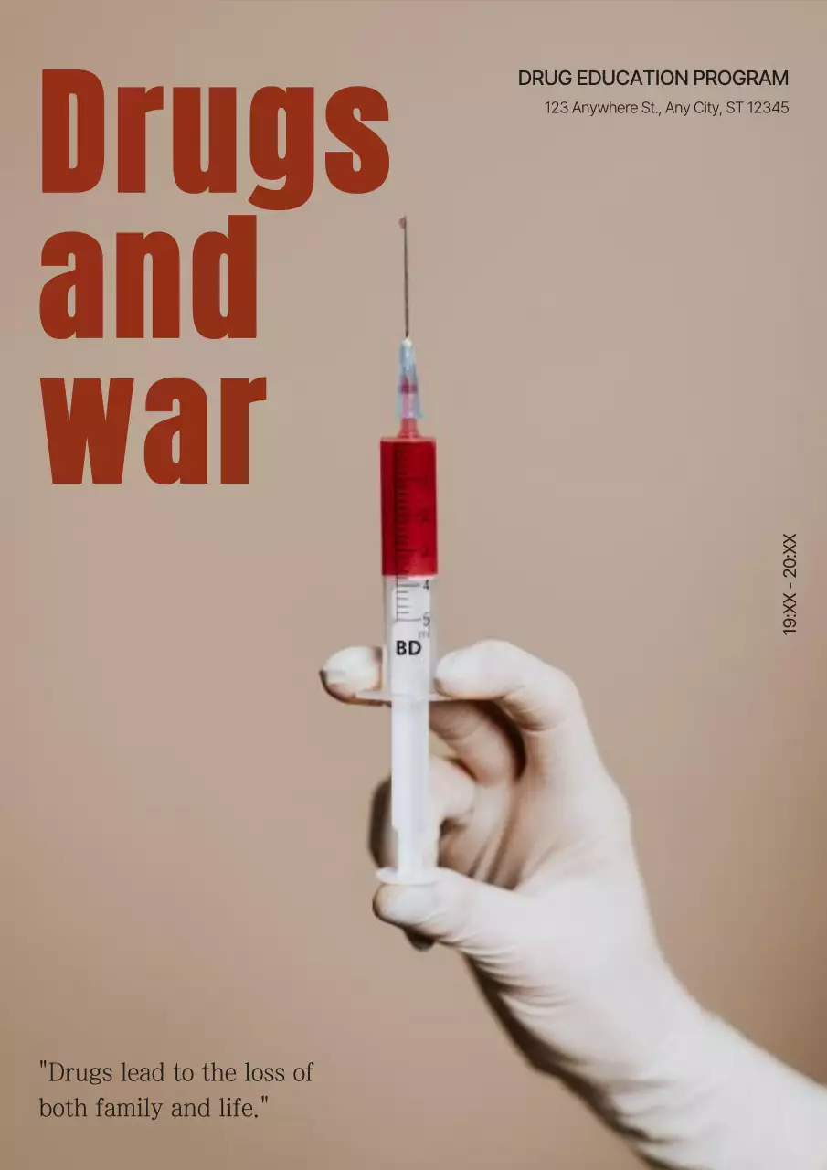 Beige Minimal Drugs Announcement Poster