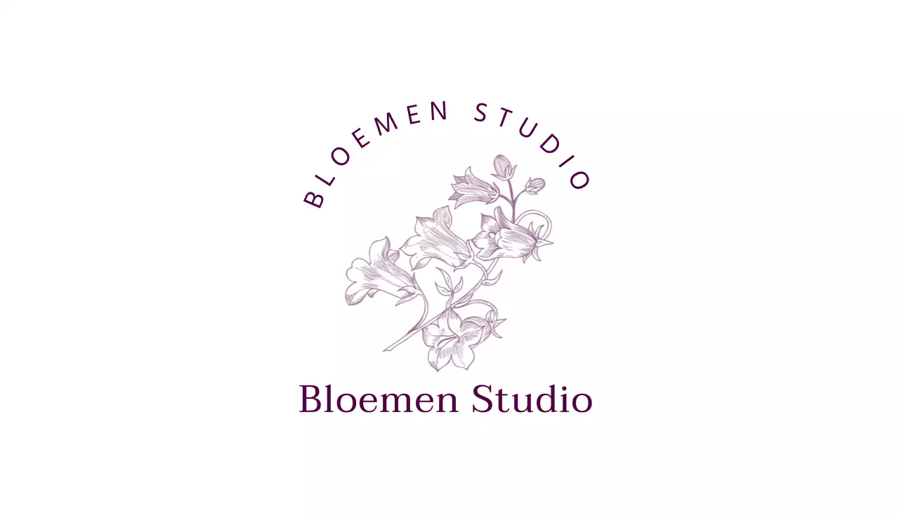 Paars geïllustreerd bloemenstudio visitekaartje