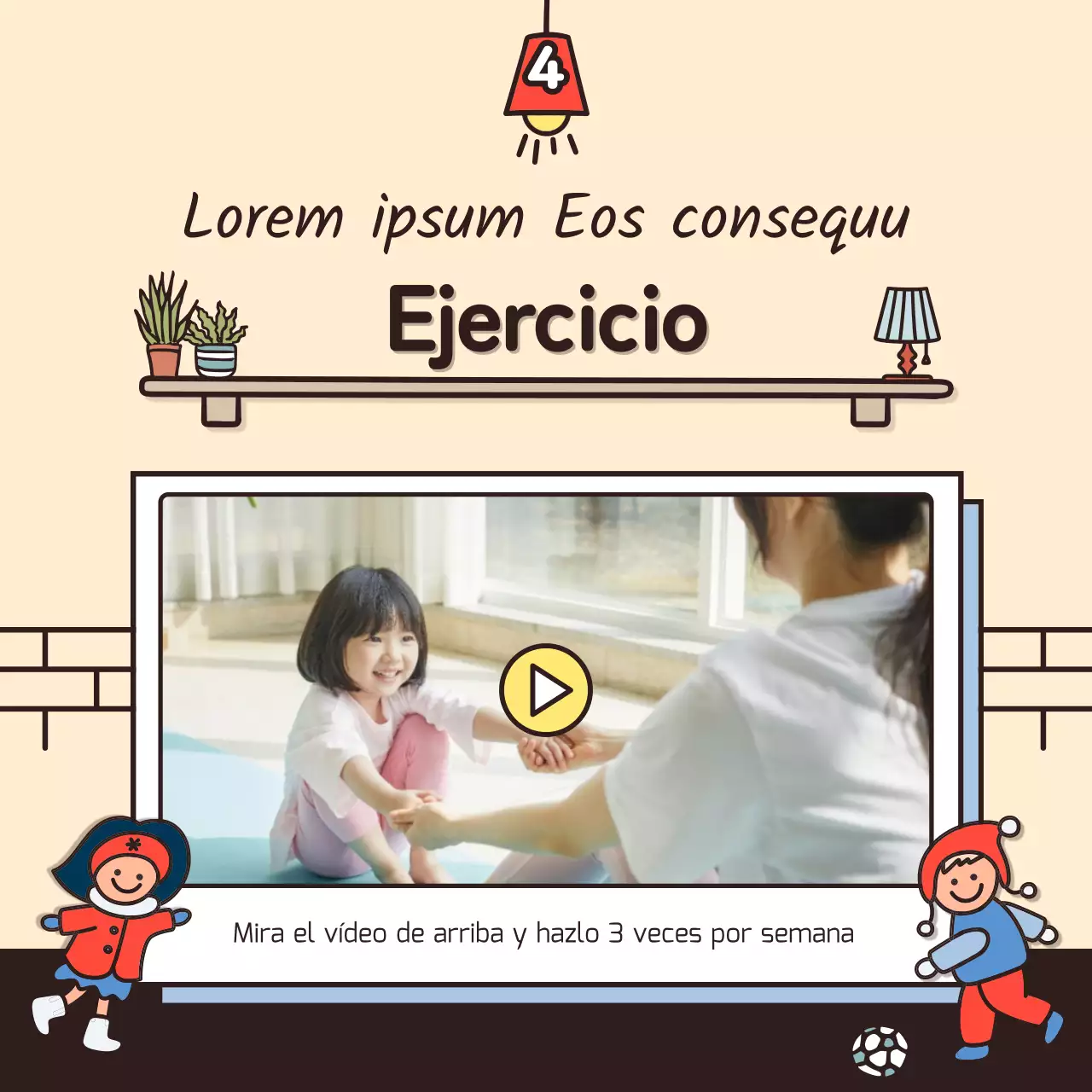 Vacaciones de invierno con simpáticas ilustraciones en beige