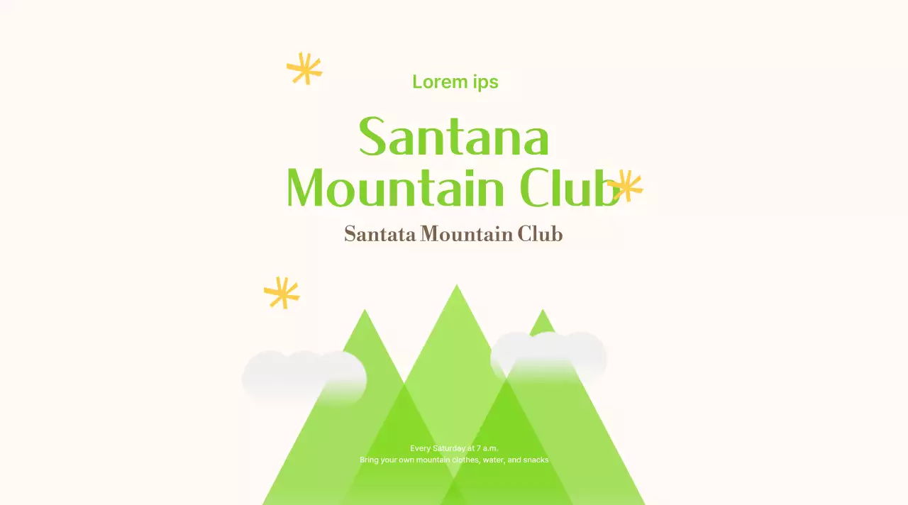 Klub gunung yang cerah dan berjiwa muda dengan warna kuning dan merah muda