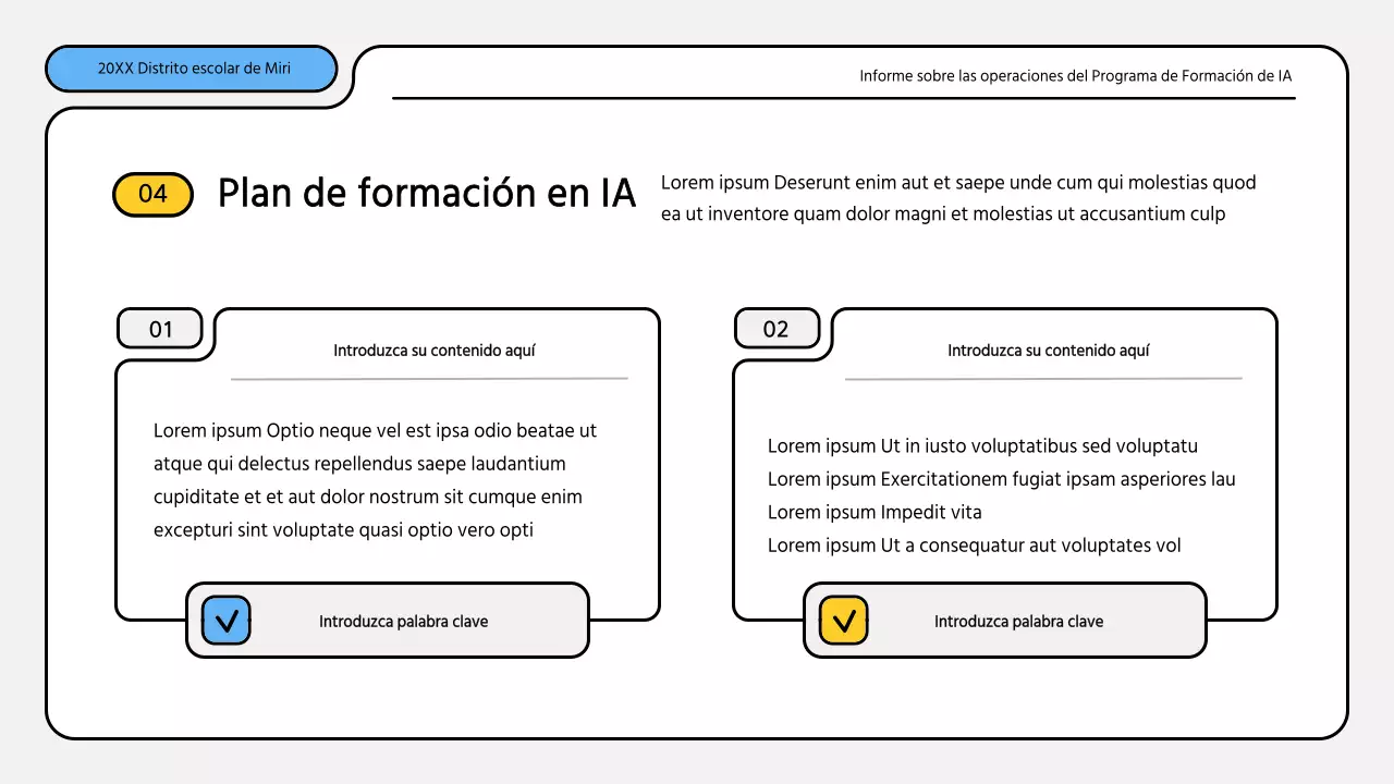 Kit de presentación de informes de formación en azul y amarillo