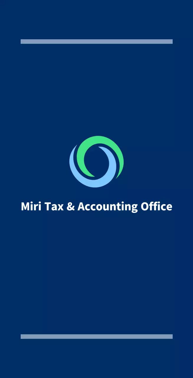 Navy blue public office bunting with the logo and name of a tax accounting firm.