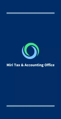 Navy blue public office bunting with the logo and name of a tax accounting firm.