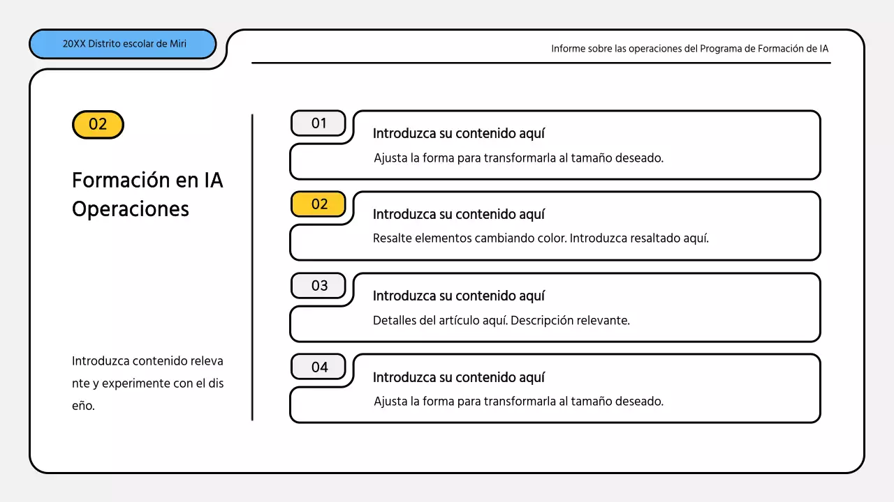 Kit de presentación de informes de formación en azul y amarillo