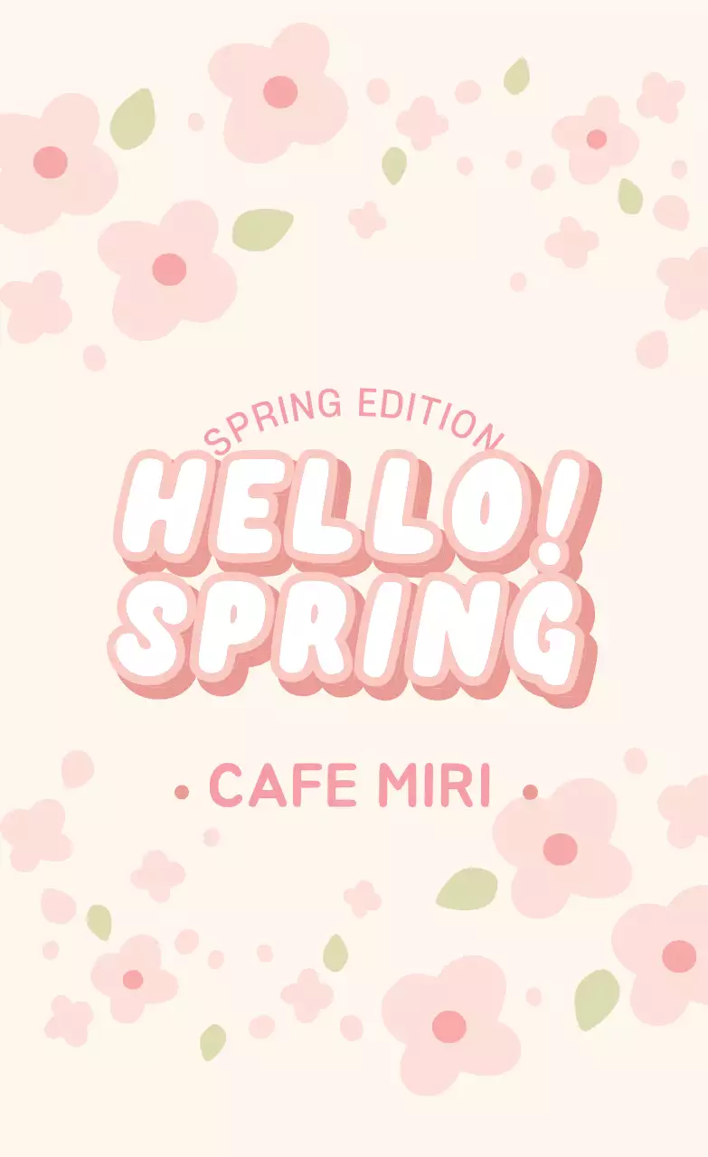 ピンクのイラストすっきりカフェスプリングラベル