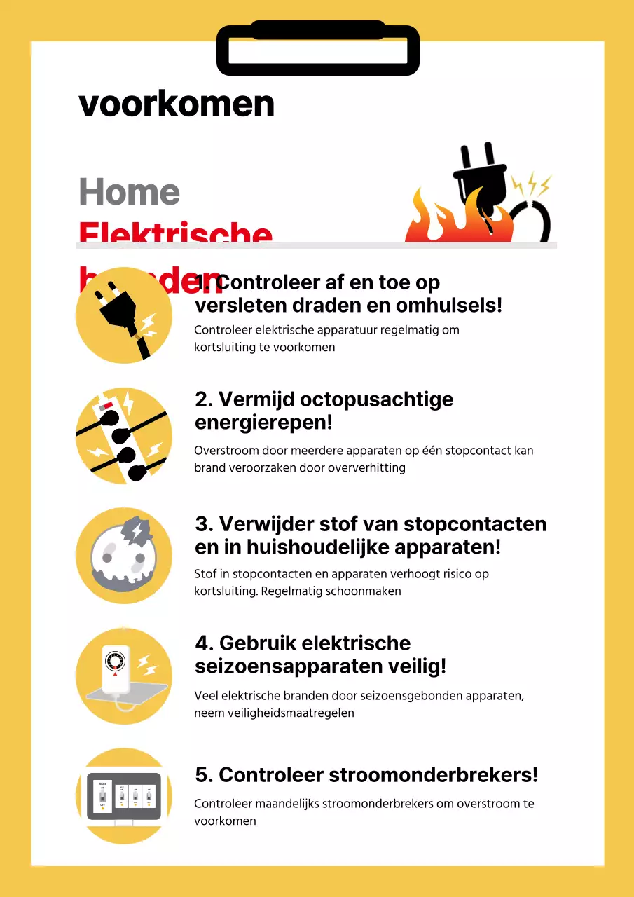 Geel Huis Elektrische Brandpreventie Tips