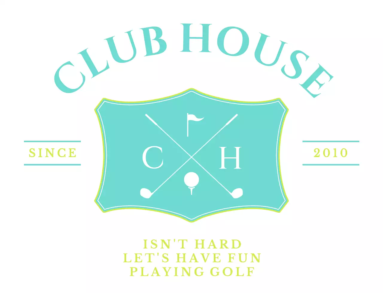Desain sederhana dan berkelas untuk keanggotaan klub golf dalam warna mint dan merah muda.