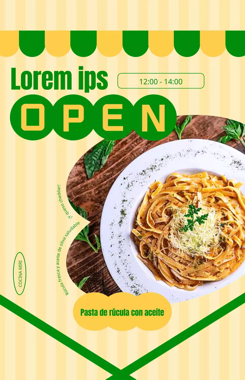 Promocione sus comidas especiales con un bonito fondo amarillo y verde