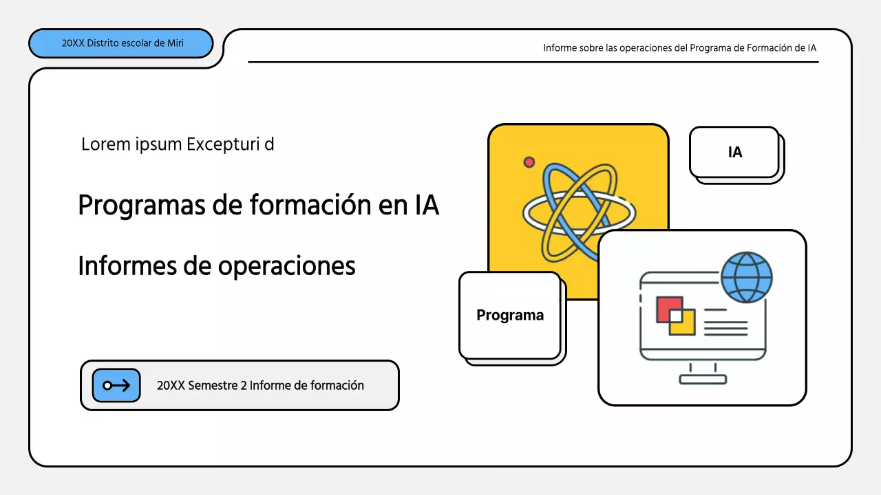 Kit de presentación de informes de formación en azul y amarillo