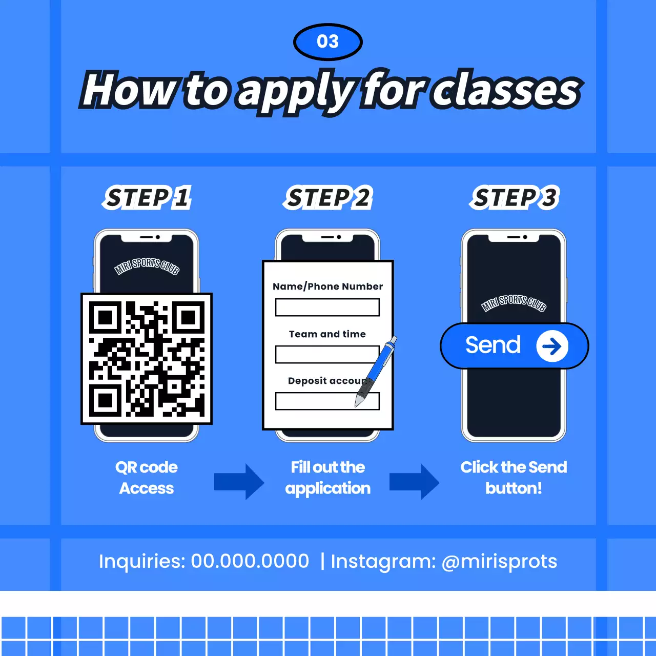 Blue Modern Badminton Recruitment Instagram Carousel