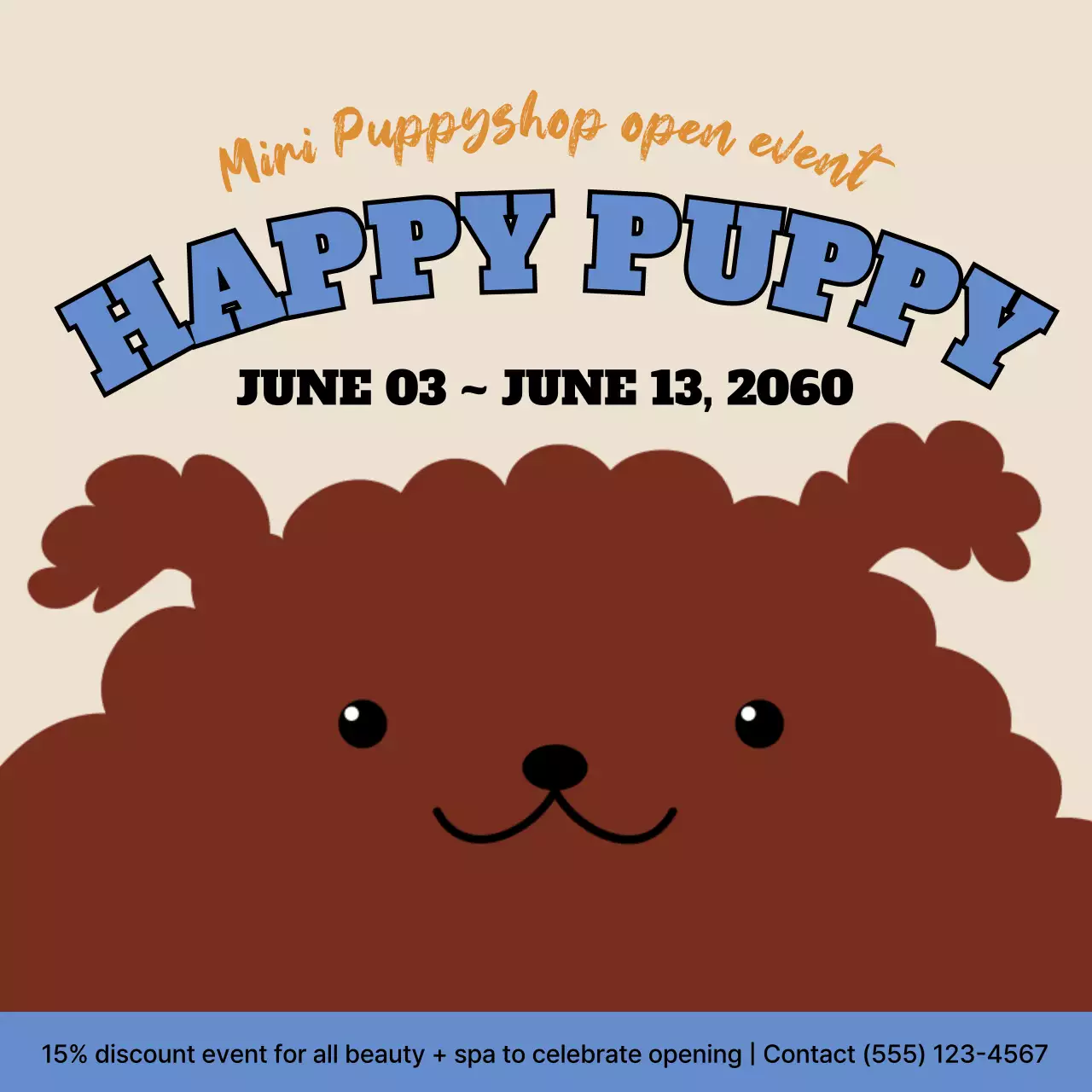 Beige Retro Puppy Promotion Social Media Post