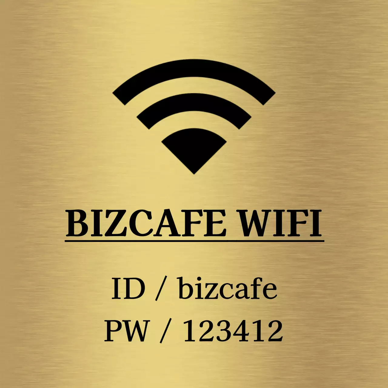 Simple signage with black storefront Wi-Fi information and simple icons