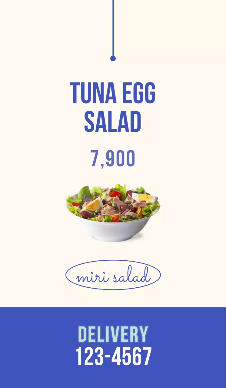 Promote a salad restaurant with an emotionally stylized blue color scheme
